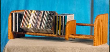 Solid Oak 1 Row Dowel Tabletop CD Rack - 101