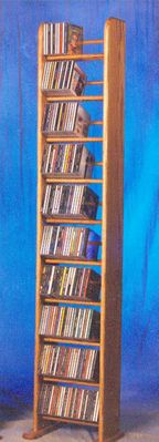 Solid Oak 10 Row Dowel 260 CD Rack - 1004