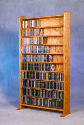 Solid Oak 10 Shelf CD Storage Cabinet - 1002-3