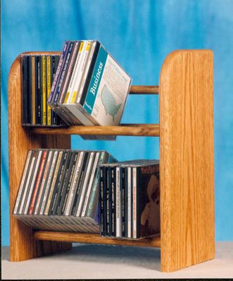Solid Oak 2 Row Dowel 52 CD Rack - 204