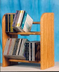 Solid Oak 2 Row Dowel 52 CD Rack - 204