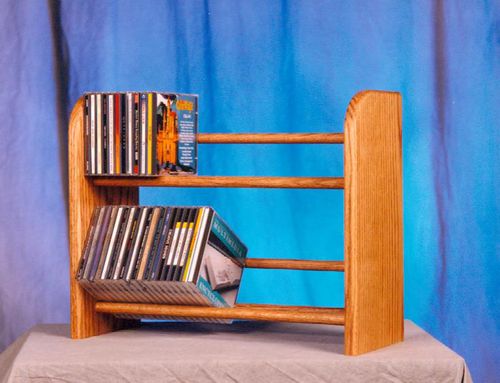 Solid Oak 2 Row Dowel CD Rack - 201L