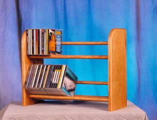Solid Oak 2 Row Dowel CD Rack - 201L