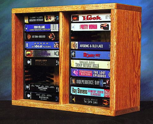 Solid Oak 20 Capacity Desktop or Shelf VHS Cabinet - 210-1VHS