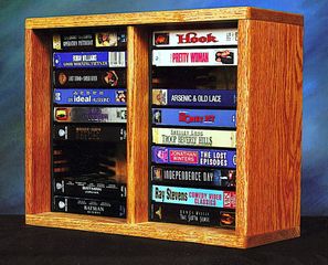 Solid Oak 20 Capacity Desktop or Shelf VHS Cabinet - 210-1VHS