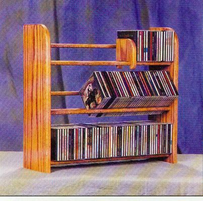 Solid Oak 3 Row Dowel Tabletop CD Rack - 301