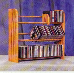 Solid Oak 3 Row Dowel Tabletop CD Rack - 301