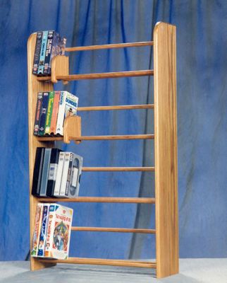 Solid Oak 4 Row Dowel DVD/VHS Rack - 405