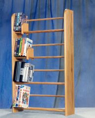 Solid Oak 4 Row Dowel DVD/VHS Rack - 405