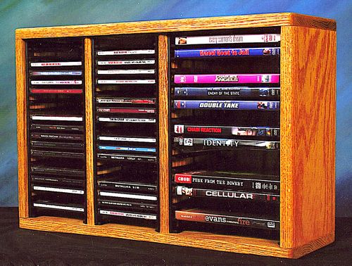 Solid Oak 40 CD and 16 DVD Storage Cabinet - 312-1CD/DVD