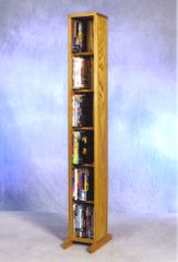 Solid Oak 6 Row Dowel 60 Capacity DVD Cabinet Tower - 615