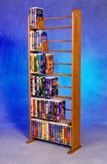 Solid Oak 6 Row Dowel VHS Rack - 605