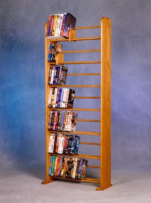 Solid Oak 7 Row Dowel DVD/VHS Storage Rack - 705-DVD/VHS