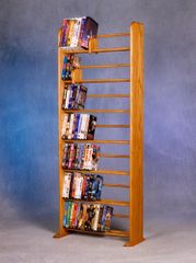 Solid Oak 7 Row Dowel DVD/VHS Storage Rack - 705-DVD/VHS