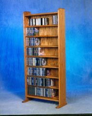 Solid Oak 8 Shelf Multimedia Storage Cabinet - 802