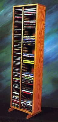 Solid Oak CD and DVD Combination Storage Tower - 211-4CD/DVD