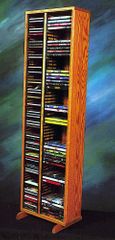 Solid Oak CD and DVD Combination Storage Tower - 211-4CD/DVD