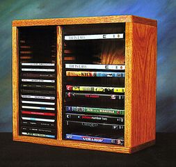 Solid Oak CD/DVD/VHS Storage Rack - 211-1CD/DVD