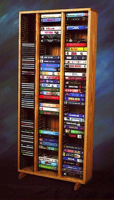 Solid Oak CD / VHS Media Tower - 313-4CD/VHS