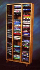 Solid Oak CD / VHS Media Tower - 313-4CD/VHS