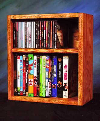 Solid Oak Desktop or Shelf CD/DVD/VHS Combination Storage Rack - 211-1W