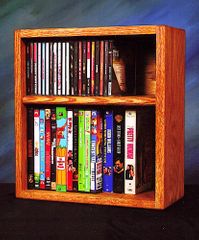 Solid Oak Desktop or Shelf CD/DVD/VHS Combination Storage Rack - 211-1W
