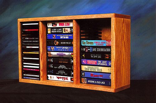 Solid Oak Desktop / Shelf Storage Cabinet For CD's and VHS Tapes - 313-1CD/VHS