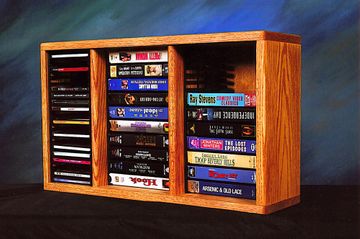 Solid Oak Desktop / Shelf Storage Cabinet For CD's and VHS Tapes - 313-1CD/VHS