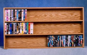 Solid Oak Multifunctional CD/VHS/DVD Storage Cabinet - 308-4W