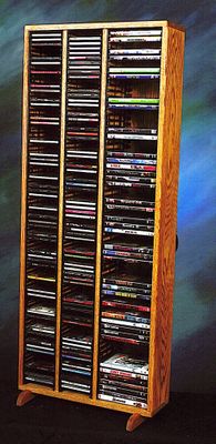 Solid Oak Storage Tower for CD's and DVD's - 312-4CD/DVD