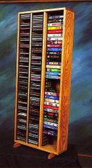 Solid Oak Storage Tower for CD's and VHS Tapes - 312-4CD/VHS