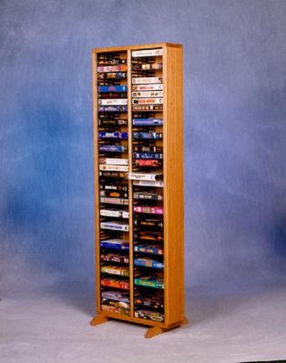 Solid Oak VHS Storage Tower  - 208-4VHS