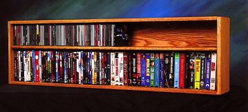Solid Oak Wall or Shelf Mount CD and DVD Combination Rack - 211-4W
