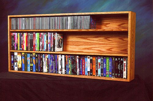 Solid Oak Wall / Shelf Mount for CD / DVD / VHS / Book Cabinet - 313-4W