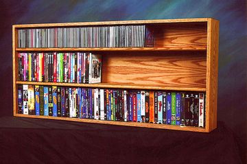 Solid Oak Wall / Shelf Mount for CD / DVD / VHS / Book Cabinet - 313-4W