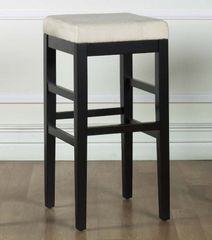 Sonata 26" Stationary Barstool in Beige Microfiber / Black - Armen Living - LCSTBAMFBE26