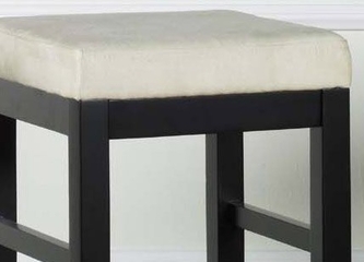Sonata 26" Stationary Barstool in Beige Microfiber / Black - Armen Living - LCSTBAMFBE26