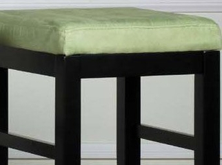 Sonata 26" Stationary Barstool in Green Microfiber / Black - Armen Living - LCSTBAMFGR26