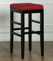 Sonata 26" Stationary Barstool in Red Microfiber / Black - Armen Living - LCSTBAMFRE26
