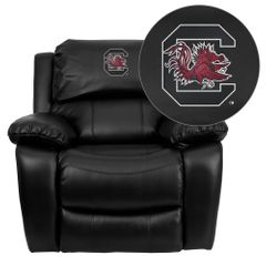 South Carolina Gamecocks Embroidered Black Leather Rocker Recliner  - MEN-DA3439-91-BK-40008-EMB-GG