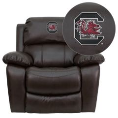 South Carolina Gamecocks Embroidered Brown Leather Rocker Recliner  - MEN-DA3439-91-BRN-40008-EMB-GG