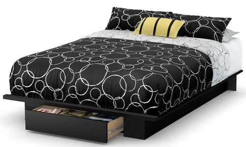 South Shore Holland Full/Queen Platform Bed in Pure Black - 3370215