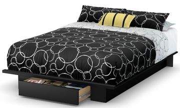 South Shore Holland Full/Queen Platform Bed in Pure Black - 3370215