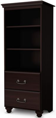 South Shore Noble Shelving Unit with 2 Drawers - Dark Mahogany - 4316652