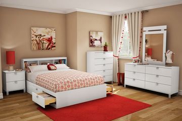 South Shore Sparkling 6PC Full Size Pure White Bedroom Set - 3260211