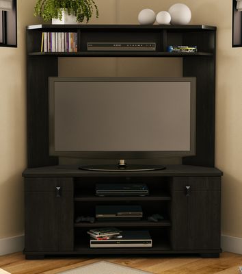South Shore Vertex Transitional Corner TV Unit in Ebony - 4277629