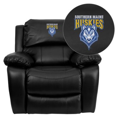 Southern Maine Huskies Embroidered Black Leather Rocker Recliner  - MEN-DA3439-91-BK-41094-EMB-GG