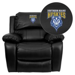 Southern Maine Huskies Embroidered Black Leather Rocker Recliner  - MEN-DA3439-91-BK-41094-EMB-GG