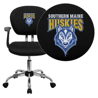 Southern Maine Huskies Embroidered Black Mesh Task Chair - H-2376-F-BK-ARMS-41094-EMB-GG