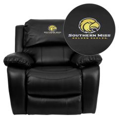 Southern Mississippi Golden Eagles Black Leather Recliner - MEN-DA3439-91-BK-45026-EMB-GG